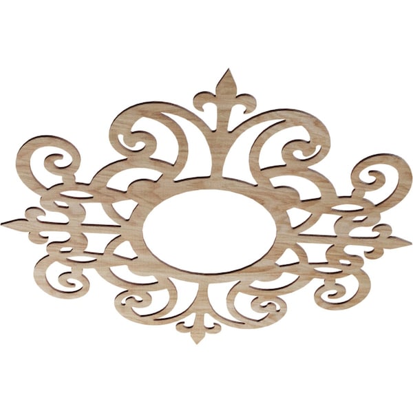 Dijon Wood Fretwork Pierced Ceiling Medallion, Red Oak, 34OD X 11ID X 1/4T